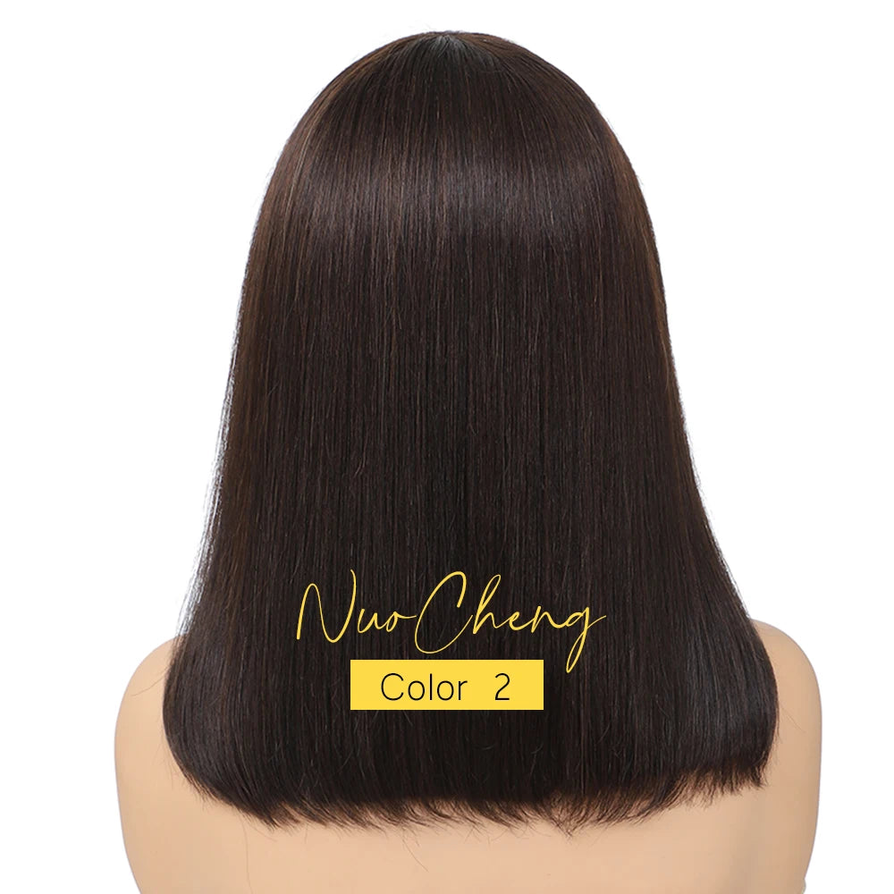 Peruca Bob de Cabelo Humano 13X4 com Renda Frontal para Mulheres Negras, Peruca Bob Lisa sem Cola, Cor Natural