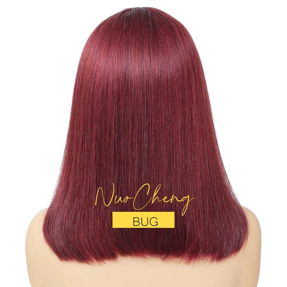 Peruca Bob de Cabelo Humano 13X4 com Renda Frontal para Mulheres Negras, Peruca Bob Lisa sem Cola, Cor Natural