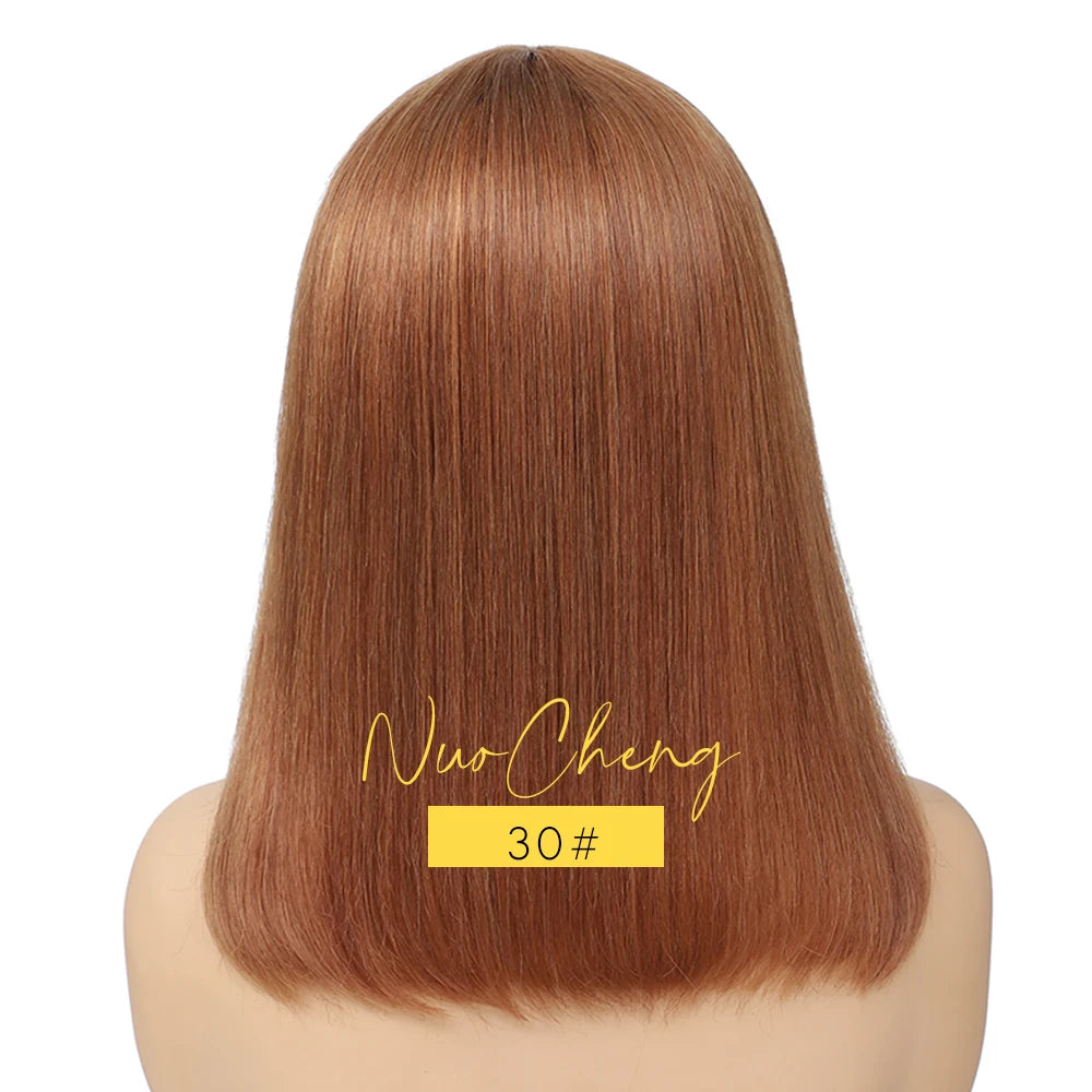 Peruca Bob de Cabelo Humano 13X4 com Renda Frontal para Mulheres Negras, Peruca Bob Lisa sem Cola, Cor Natural