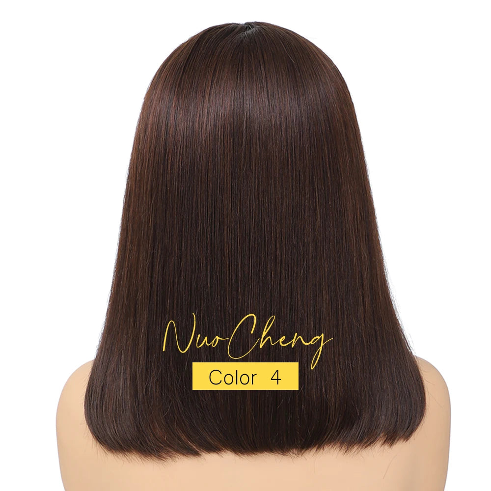 Peruca Bob de Cabelo Humano 13X4 com Renda Frontal para Mulheres Negras, Peruca Bob Lisa sem Cola, Cor Natural