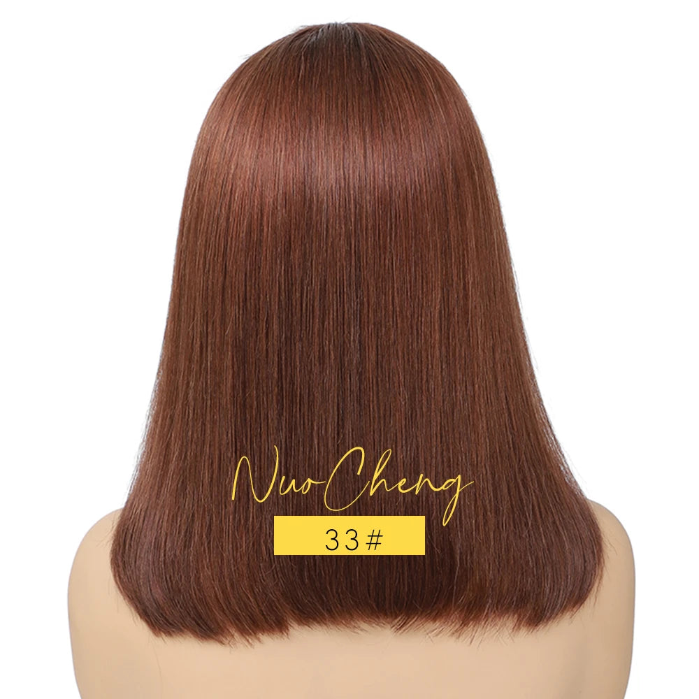 Peruca Bob de Cabelo Humano 13X4 com Renda Frontal para Mulheres Negras, Peruca Bob Lisa sem Cola, Cor Natural